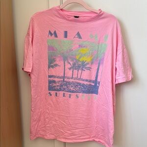 Wild Fable Pink Short Sleeve Tee with Tropical Design